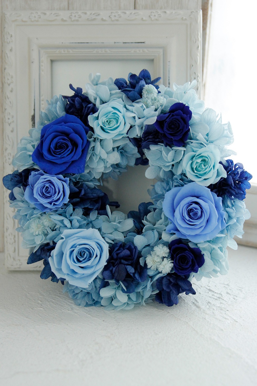 結婚記念日お祝いのブルーのリース